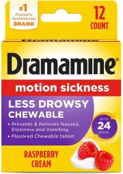 All Day Less Drowsy Motion Sickness Relief | 12 Count Chewable Tablets
