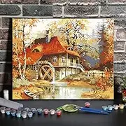 DIY Oil Painting Paint by Numbers Environmental Drawing Paintwork with Paintbrushes and Paint for & Adults