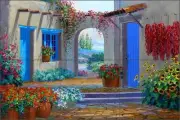 Ceramic Tile Mural Backsplash Senkarik Southwest Courtyard Art MSA087