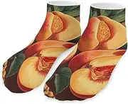 [QMNVBDS] Sliced Peaches Socks Ankle Length Socks Casual Short Socks for Women Men Low Cut Sports Socks Running Socks No Show Socks Ankle Socks Athletic Socks Workout Socks, Style, One Size, Style, One