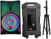 MR DJ PLED5200 PRO PA DJ 15" Active Bluetooth/MP3/FM Speaker + Speaker Stand