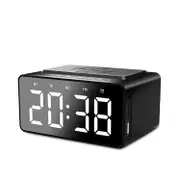 Digital Alarm Clock Radio with Wireless Charging, USB Fast Charger, Bluetooth Speaker,3 Level Dimmable LED Display