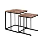 Artiss Set of 2 Nesting Side Coffee Lamp Tables Rustic Vintage Metal Frame