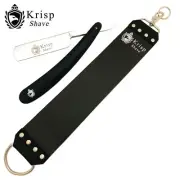 3 PCS MEN WET SHAVING SET SHAVE READY STRAIGHT RAZOR WIDE LEATHER STROP + POUCH