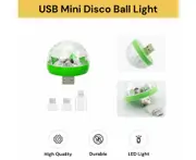 USB Mini Disco Ball LED Light - Green