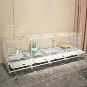 Double-Sided Transparent Encrypted Rabbit Hutch, Bunny Cage, Bunny House Indoor, Large Space, Easy to Clean, Suitable for Multiple Pets (Size : 144 x 37 x 55cm)