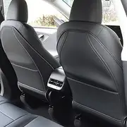 TX-INNO AUTO Leather Seat Back Protector Compatible with Tesla Model 3 Model Y, Wear Resistant Seat Back Protector for Kids with Organizer Pocket, Tesla Accessories Set of 2 (Black)