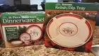 NEW Royal Seasons 16 Piece Snowmen Stoneware Dinnerware Set & Relish Dip Tray