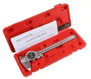 0-6" x 0.001" (Range x Resolution) Dial Caliper, Black Face Red Needle, Stain...