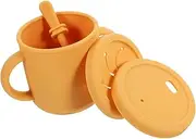 KICHOUSE Training Cup with Silicone Straw Leakproof Snack Container Unbreakable Design with Double Handles for Easy to Grip Water Cup