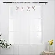 1 Panel Privacy Sheer Curtains 54W Inch, Light Filtering Voile Window Treatments, Country Rustic Rod Pocket Window Valance for Living Room Dining Room Balcony, WxL(White,132x240cm(52x94in))