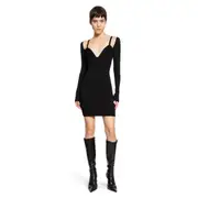 [NENSI DOJAKA] Contour Ribbed Knit Mini Dress Black