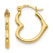 Madi K Kid's Earrings 14k Yellow Gold Heart Shaped Hollow Hoop, 16 mm