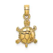 14k Yellow Gold 3-D Polished Land Turtle Charm