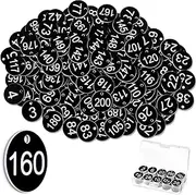 Tenare 1-200 Plastic Table Numbers Key Number Tags Waterproof Small ID Tags Cloakroom Tags with Hole for Outdoor Cafe Dormitory Restaurant Lockers Hotel, Without Key Rings, Black and White