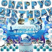 YXCMDCG Gone Fishing Birthday Party Decorations: Fishing Party Supplies Includes Banner, Balloons, Cake Topper, Cupcake Toppers, Hanging Swirls, Background, Ribbon