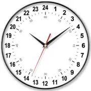 24 Hour Wall Clock 12 Inch Round Wall Clock Easy to Read White Dial Modern Si...