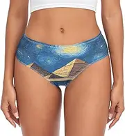 [RPLIFE] Mystic Pyramids Starry Sky Blue Women Brief, Women's Breathable Underwear, Women Comfort Panties, Womens Underware Size Small, Mystic Pyramids Starry Sky Blue 2, Small