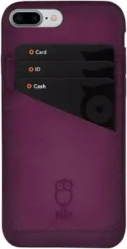 Wallet case for iPhone 7/8 Plus Hand Colored Leather - Indian Pink