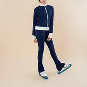 Figure Skating Fleece Jacket Figure Skating Pants Women's Girls' Ice Skating Jacket Tights Top Black Red Patchwork Thumbhole Spandex Stretchy Training Practice