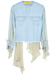 Marques' Almeida Panelled Denim and Chiffon Jacket - Light Blue - 10 (UK10 / S) 10 (UK10 / S)