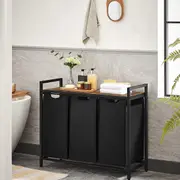 Laundry Hamper with 3 Bags Rustic Brown and Black