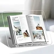 Acrylic Book Stand, UPERGO Angle Adjustable Book Display Stand,Foldable Cookbook Stand, Lightweight Book Holder for Magazines, Laptop, Recipe, Textbook
