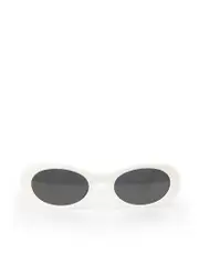 White Oval Frame Logo Sunglasses
