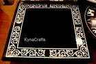 Square Black Marble Dinette Table Top Border Design Inlay Work Kitchen Table