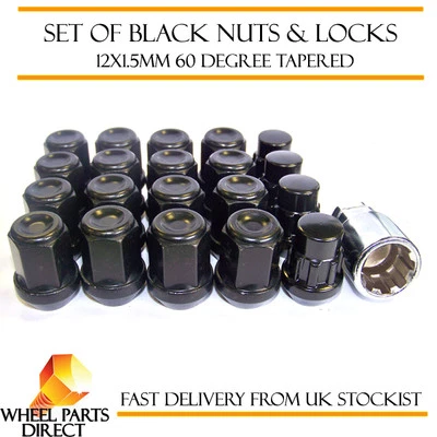 Black Wheel Nuts & Locks (16+4) 12x1.5 Bolts for Kia Sorento [Mk2] 10-15