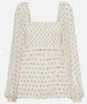 Sass & Bide NWT Wild Nights Top size 42 Aus 12 Ivory gold lurex spot long sleeve