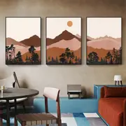 Mid Century Mountain 3 sets Canvas Wall Art