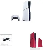 PS5 Disc Console (Slim) + Vertical Stand + Red Cover