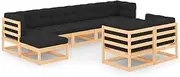 9 Piece Garden Lounge Set with Anthracite Cushions Pinewood, Conversation Sets