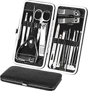 Manicure and Pedicure Kits, 19 Pieces Stainless Steel Nail Clippers Professional Manicure Set Nail Care Tools with Travel Case