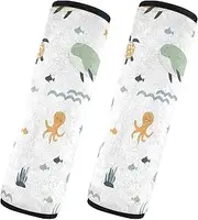 Car Seat Belt Covers 2 Piecing Soft Car Safety Seat Belt Strap Shoulder Pad Child Safety Seat Shoulder Strap Cover Car Accessories for Adults Youth Kids M Seamless Whales Octopuses Sea Turtles
