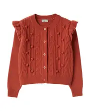 cable-knit virgin wool cardigan 4Y,6 Red