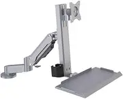 Monitor Arm Two Arm with Engineering Keyboard Monitor Stand Swivel Adjustable Silver Stand Desktop Style Monitor Mount