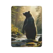 Standing Bear Blanket Nature Stream Blanket Fleece Sherpa Plush Blanket