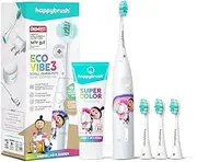 happybrush Agnes Eco VIBE 3 Electric Toothbrush for Children from 8 Years, 6 Weeks Power Battery Including 3 Replacement Toothbrush Heads and Super Colour Toothpaste, Gentle Cleaning of Children's