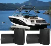 (4) Rockville HP5S Black 5.25" Marine Box Speakers with Swivel Bracket For Boats