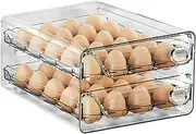 Clear 40 Egg Holder for Fridge, High Capacity Egg Storage for Refrigerator with Time Scale, Stackable Egg Container and Egg Dispenser for Refrigerator with Drawers