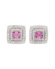 Suzy Levian Silver 0.02 ct. tw. Diamond & Gemstone Stud Earrings