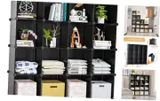 Stackable Plastic Storage Drawers for Closet Organizers and 16 Cubes Black