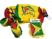 Guyana Headrest Cover Flag, Guyanese Boxing Gloves Mini Banner Keychain