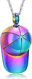 BIAIHQIE Cute Hat Memorial Pendant Cremation Urn Necklace Ashes Jewelry Stainless Steel Urn for Human/Pet Ashes Keepsake Pendant-Colorful