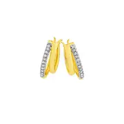 9ct Gold Diamond Double Hoop Earrings