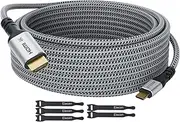 USB C to HDMI Cable 20 Ft, 4K@60Hz HDR, Gold-Plated Braided High-Speed USB 3.1 Type-C to HDMI 2.0 Cord Thunderbolt 3 Compatible for Galaxy MacBook Pro/Air iPad Pro Surface Dell HP with 5 Ties