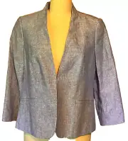 Talbots NEW Linen Suit Jacket Blazer 12 Lined Blue NWT