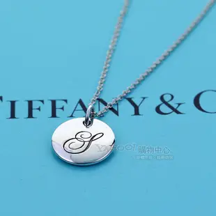 Tiffany&Co. S字母刻字圓牌925純銀項鍊